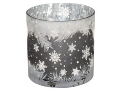 Photophore Verre Cylindre 2 Imprimé 20 Cm Argenté - FEERIC CHRISTMAS