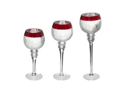 Photophore X 3 Verre / Rouge - FEERIC CHRISTMAS